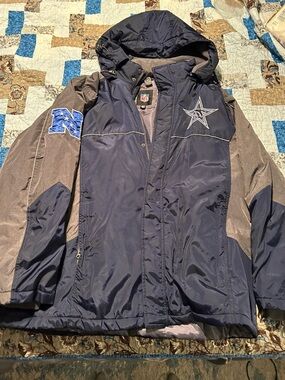 NFL Navy and Gray Hooded Puffer Jacket with Team Star Patch